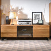 NordicStory Solid oak TV stand with black metal legs Moritz