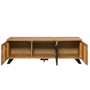 NordicStory Solid oak TV stand with black metal legs Moritz