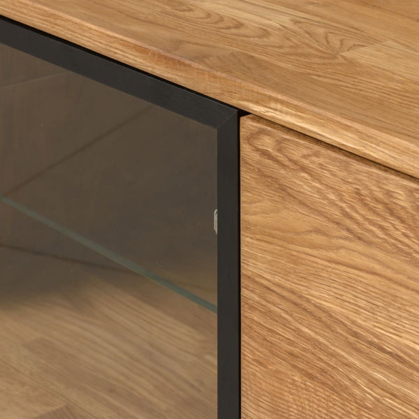 NordicStory Solid oak TV stand with black metal legs Moritz