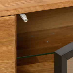 NordicStory Solid oak TV stand with black metal legs Moritz
