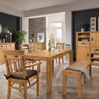 NordicStory Rustic extending dining table in solid oak wood
