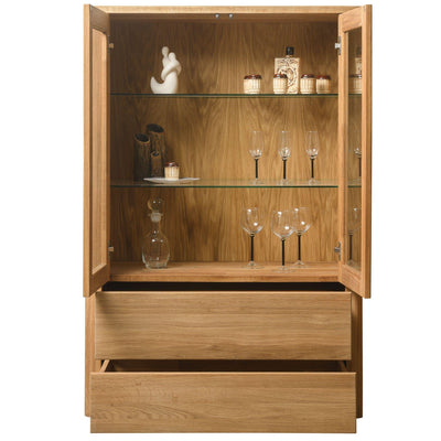 NordicStory Nordic Oak Solid Wood Living Room Cabinet with Glass 