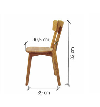 NordicStory Pack of 4 Dining Chairs DIANA, Solid Oak Frame