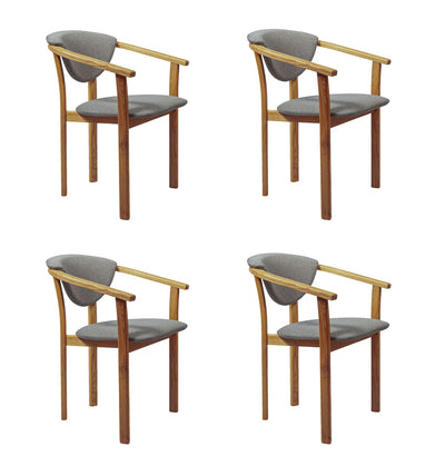 NordicStory Pack of 4 Alexis Dining Chairs, Solid Oak Frame, Nordic Grey Upholstery