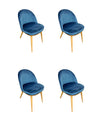 NordicStory Pack of 4 Clear Dining Chairs, Solid Oak Frame, Upholstery in Monako Blue