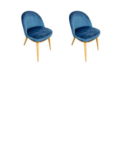 NordicStory Pack of 2 or 4 Clear Dining Chairs, Solid Oak Wood Frame, Upholstered in Monako Blue