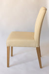 NordicStory Pack of 4 Malaga Dining Chairs, Solid Oak Wood Frame, Beige Upholstery