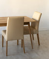 NordicStory Pack of 4 Malaga Dining Chairs, Solid Oak Wood Frame, Beige Upholstery