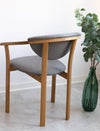 NordicStory Pack of 4 Alexis Dining Chairs, Solid Oak Frame, Nordic Grey Upholstery