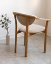 NordicStory Pack of 4 Alexis Dining Chairs, Solid Oak Frame, Beige Upholstery