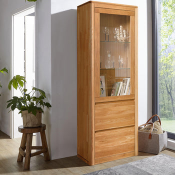 NordicStory Showcase Glass cabinet with glass in solid oak wood 