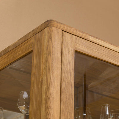 NordicStory Nordic Natural Oak Solid Wood Display Cabinet With Glass Nordic Scandinavian Natural Oak 