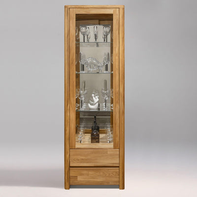 NordicStory Nordic Scandinavian Oak Solid Wood Glass Display Cabinet with Glass 
