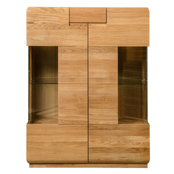 NordicStory Showcase Cabinet with glass solid oak "Faina 21" 100 x 45 x 131 cm.