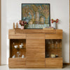NordicStory Showcase Glass cabinet with glass in solid oak "Faina 3" 180 x 45 x 131 cm