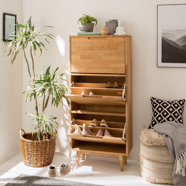 NordicStory Solid oak shoe rack Scandinavian nordic shoe cabinet 