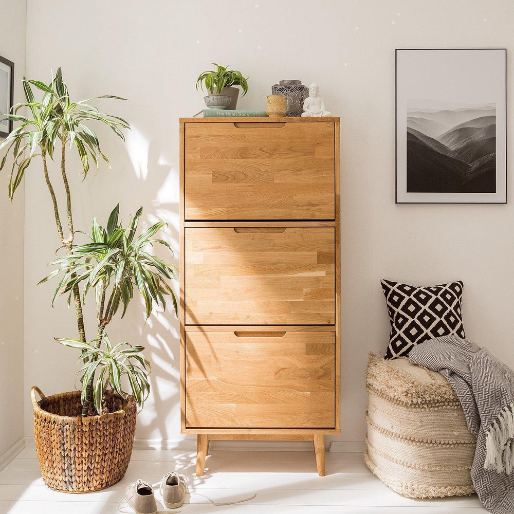 NordicStory Solid oak shoe rack Scandinavian nordic shoe cabinet 