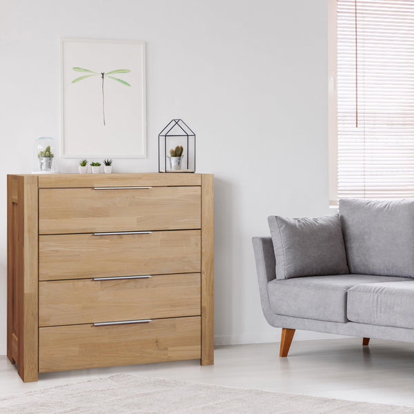  4 drawer Scandinavian style solid oak chest of drawers 