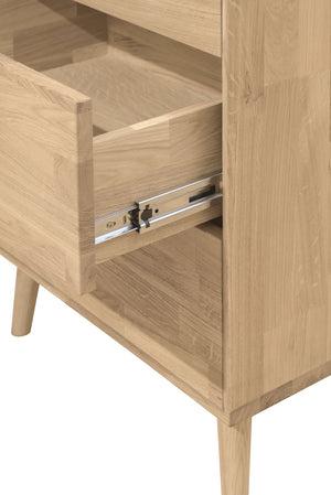Solid oak high chest of drawers Escandi 6 NordicStory RobleStore