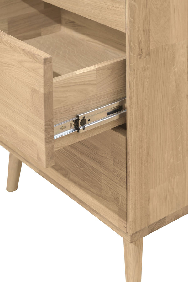 Solid oak high chest of drawers Escandi 6 NordicStory RobleStore