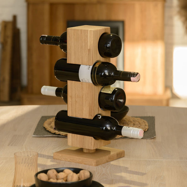 NordicStory Alma oak wine rack, wine stand for 4 bottles