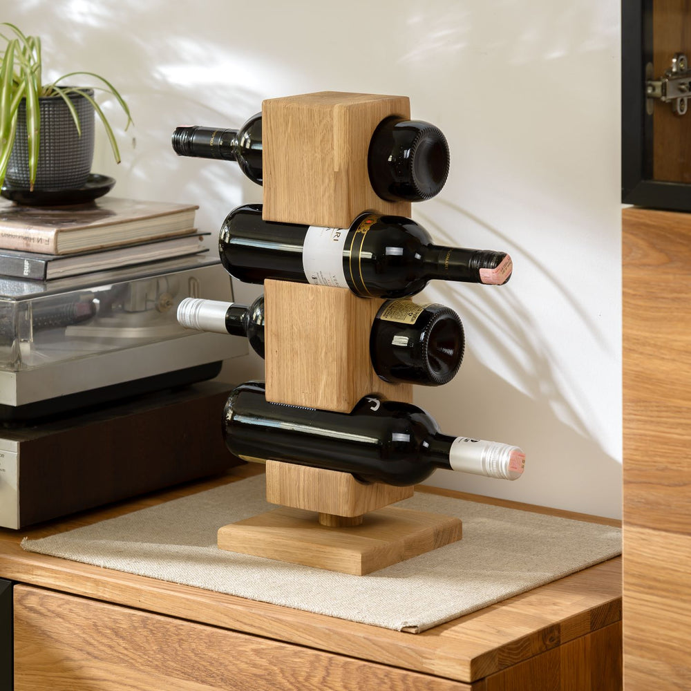 NordicStory Alma oak wine rack, wine stand for 4 bottles