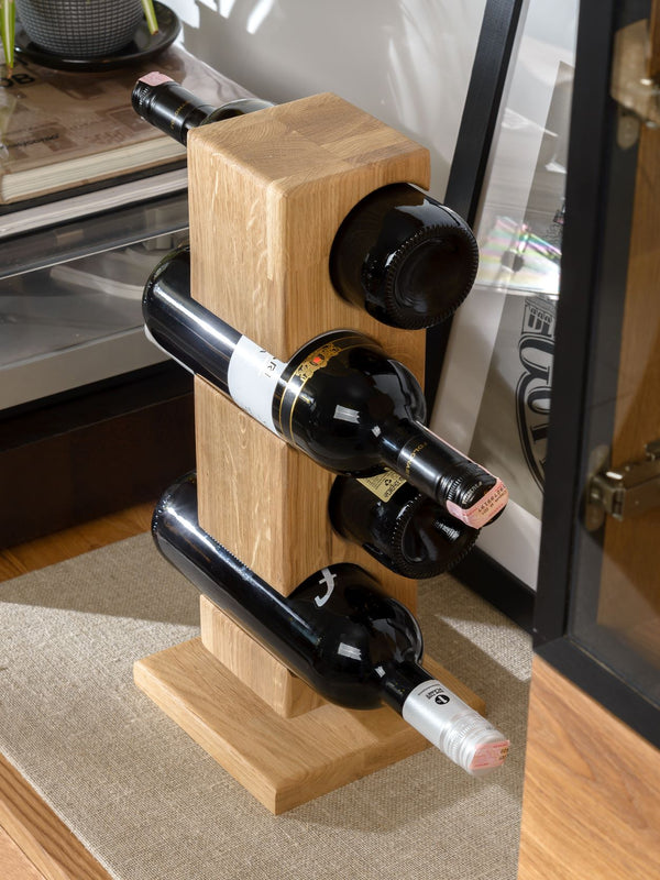 NordicStory Alma oak wine rack, wine stand for 4 bottles
