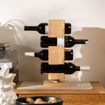 NordicStory Alma oak wine rack, wine stand for 4 bottles