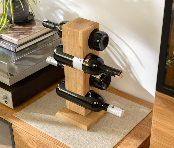 NordicStory Alma oak wine rack, wine stand for 4 bottles