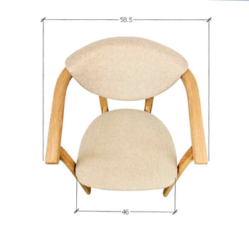 NordicStory Pack of 4 Alexis Dining Chairs, Solid Oak Frame, Beige Upholstery