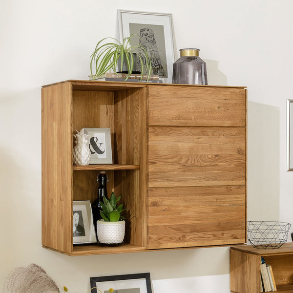 NordicStory Solid oak floating closet hanging cabinet