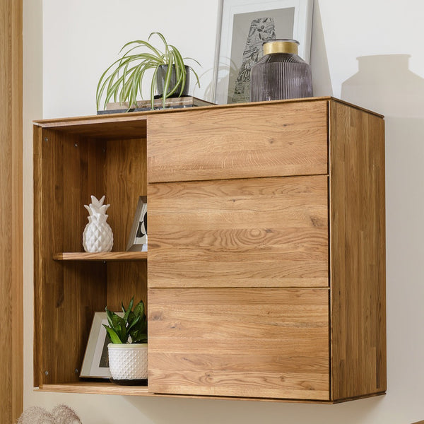 NordicStory Solid oak floating closet hanging cabinet