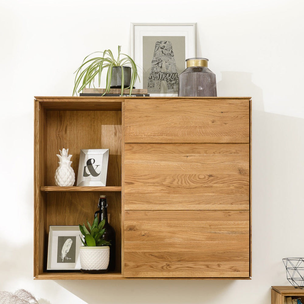 NordicStory Solid oak floating closet hanging cabinet