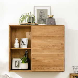 NordicStory Solid oak floating closet hanging cabinet