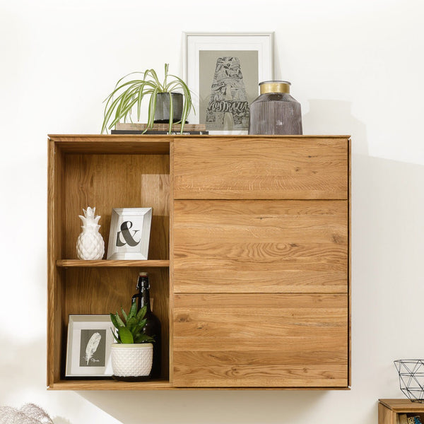 NordicStory Solid oak floating closet hanging cabinet