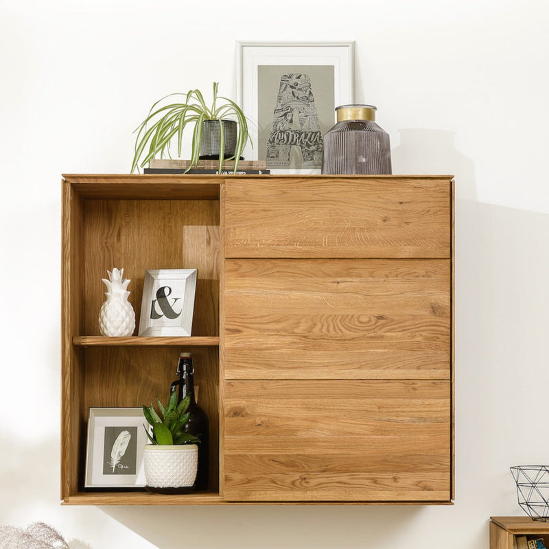 NordicStory Solid oak floating closet hanging cabinet