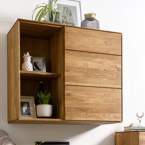NordicStory Solid oak floating closet hanging cabinet