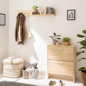 Wall coat rack in solid oak Arizona, 120 x 21 x 18 cm, NordicStory
