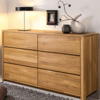 NordicStory Sideboard Chest of drawers in solid oak "Elsa 6" 140 x 44 x 78,2 cm.