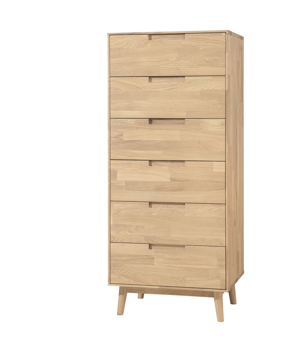 Solid oak high chest of drawers Escandi 6 NordicStory RobleStore